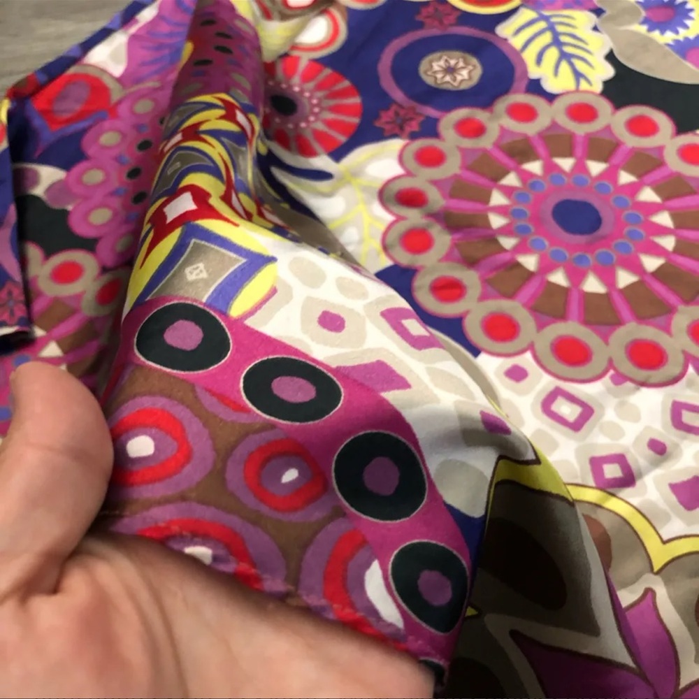 France| Purple Shades Printed Satin 3 Pieces Suit - Picture 7 of 10